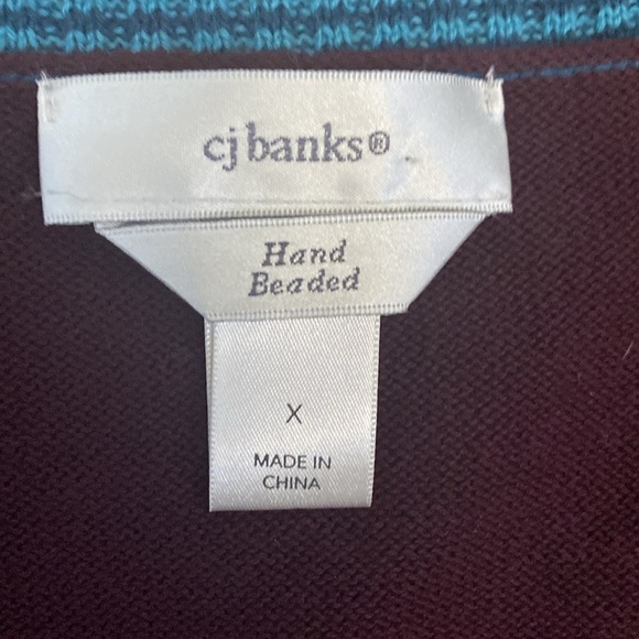 cj banks Artsy Quirky cardigan Womens XL Sequins striped Cottage Core Festive - Picture 8 of 8